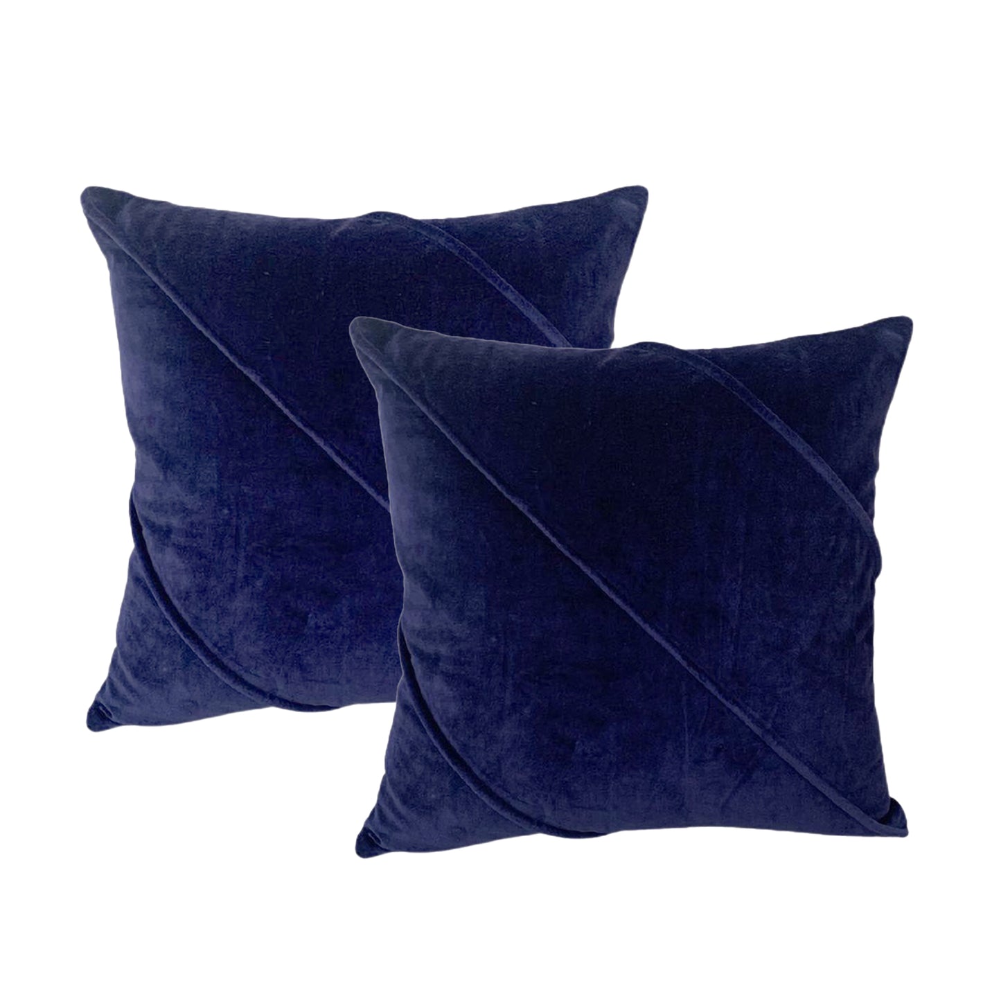 Trova Ink Twin Pack Cotton Velvet Cushions in navy, perfect for beds and couches, offering comfort and elegance.