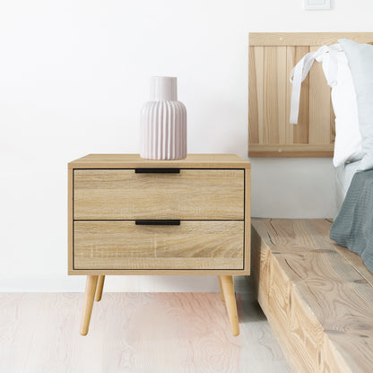 Modern Milano Decor bedside table with drawers, perfect for bedroom storage, in a sleek neutral design.