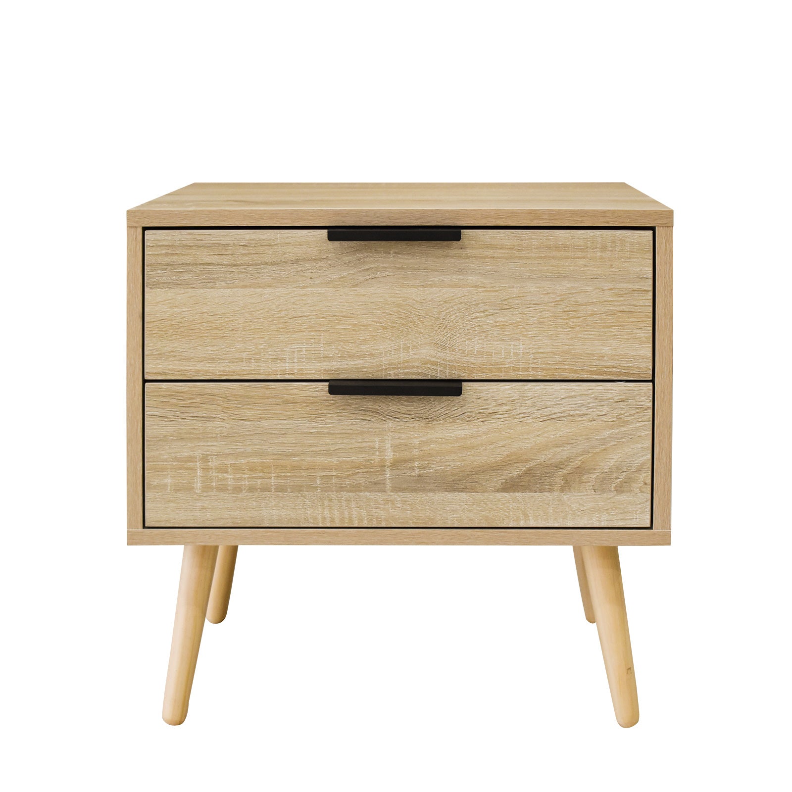 Milano Decor Paddington bedside table, wooden two-drawer nightstand, minimalist design, sleek storage cabinet, bedroom furniture.