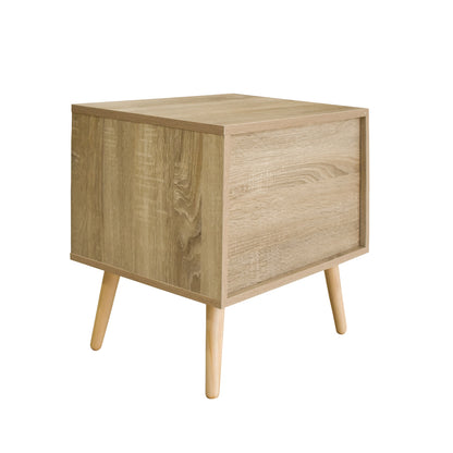 Milano Decor wood bedside table with minimalist design, perfect for bedroom storage and flair.