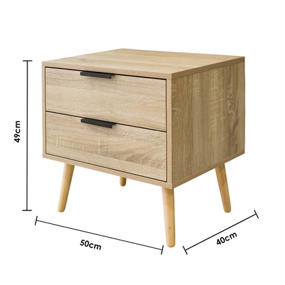 Milano Decor wooden bedside table with drawers, minimalist design, perfect bedside nightstand for storage in any bedroom.