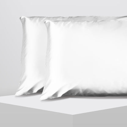 Casa Decor luxury satin pillowcase twin pack in white for smooth and stylish bedding. Perfect for a luxurious sleep experience.