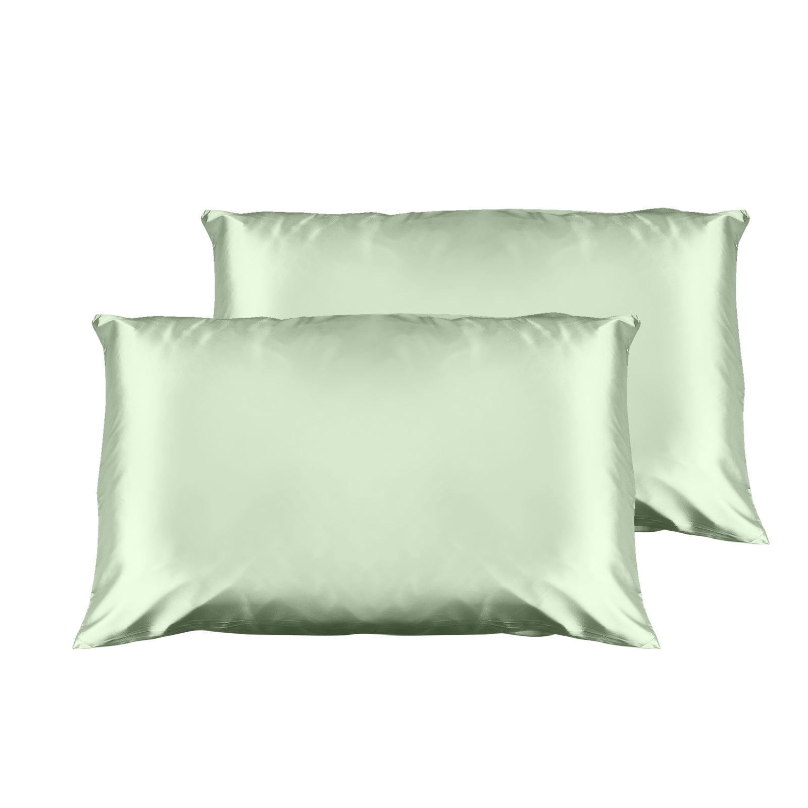 Casa Decor luxury satin pillowcase twin pack in sage green, perfect for smooth and stylish bedding.