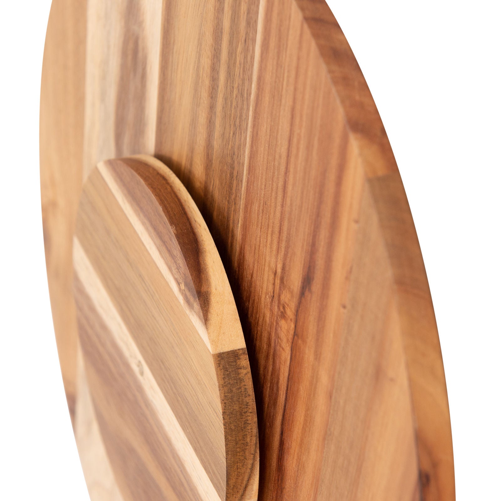 18-inch wooden lazy susan tray showcasing a smooth finish and elegant wood grain design, perfect for holiday gatherings.