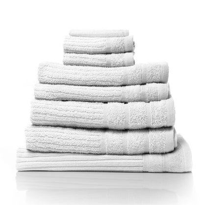 White Egyptian Cotton 8 Piece Bath Towel Set 600GSM - Luxury Bathroom Towels by Royal Comfort