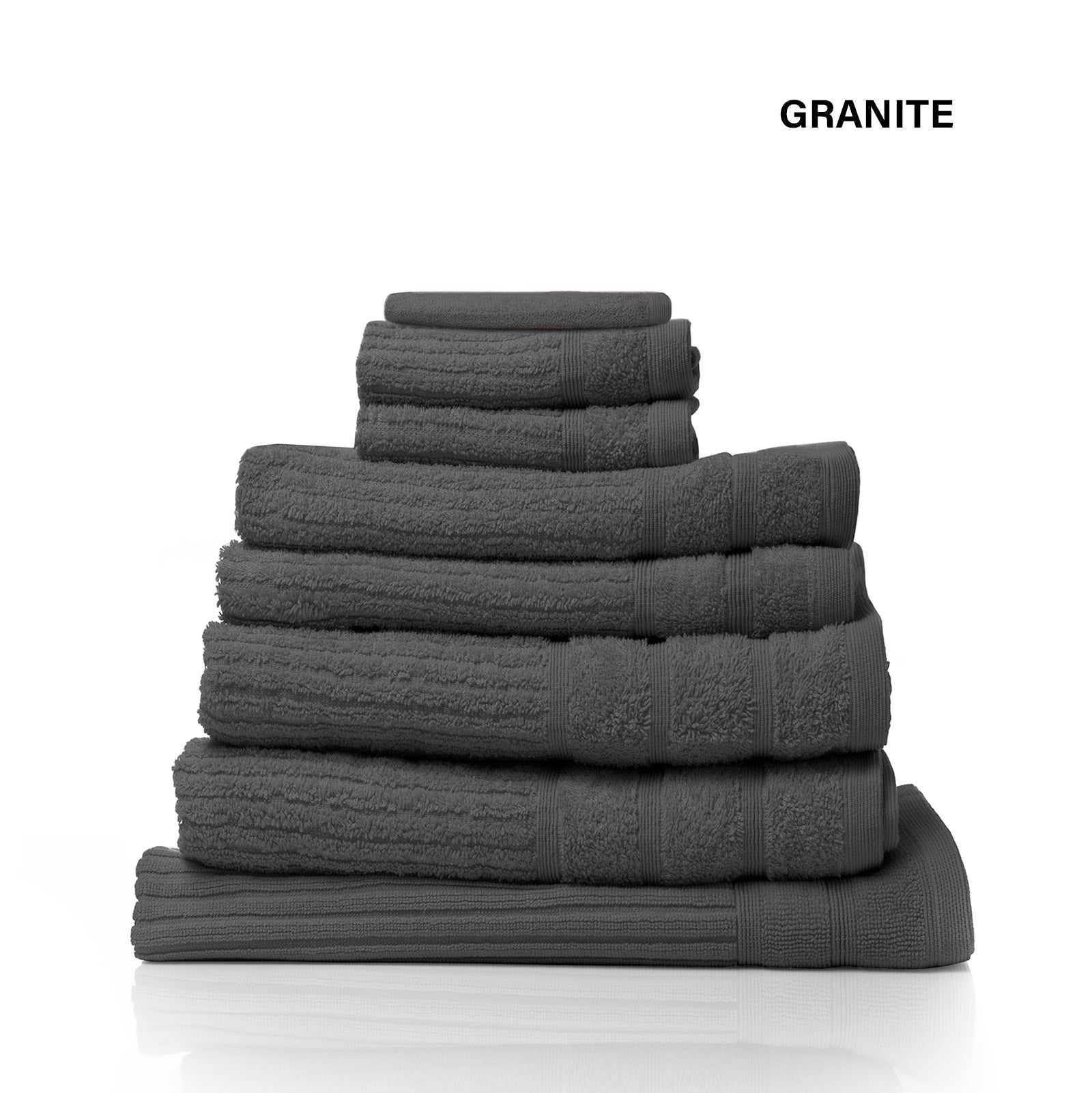 Granite Royal Comfort Eden Egyptian Cotton 8 Piece Luxury Bath Towels Set, 600GSM, elegant and soft bathroom towels.