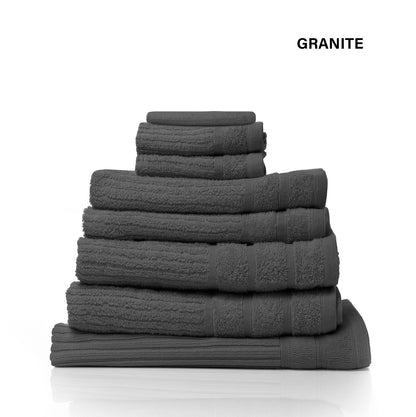 Granite Royal Comfort Eden Egyptian Cotton 8 Piece Luxury Bath Towels Set, 600GSM, elegant and soft bathroom towels.