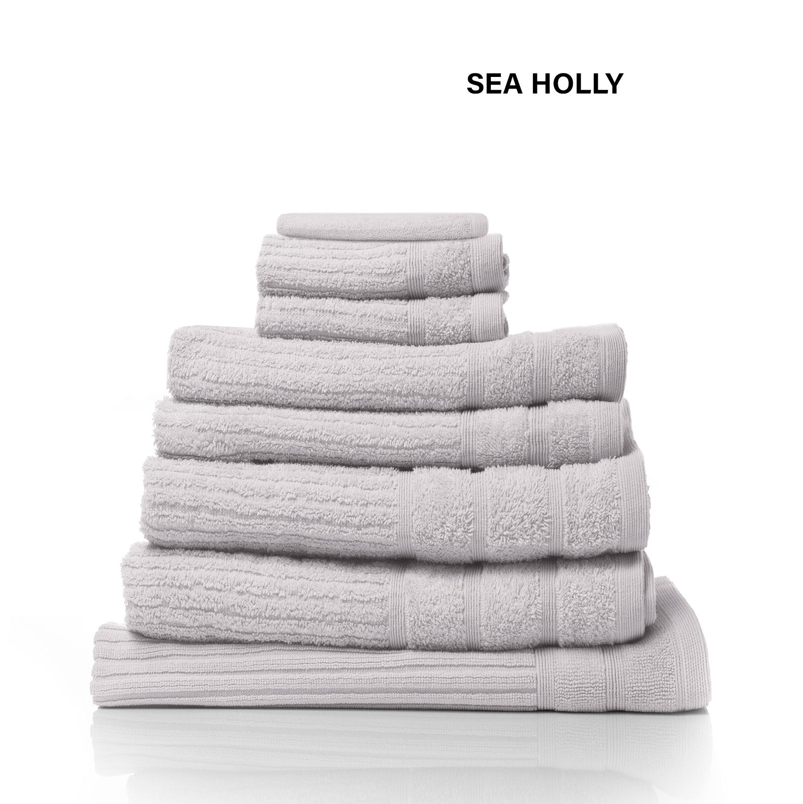 Sea Holly Egyptian Cotton 8 Piece Luxury Bath Towels Set in Grey Shade, 600GSM, Premium Bathroom Towels by Royal Comfort