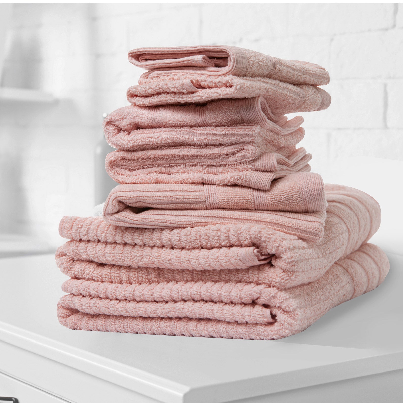 Blush Egyptian Cotton 8-Piece Luxury Bath Towels Set, 600GSM, Adds Elegance to Bathroom Décor, Royal Comfort Towels