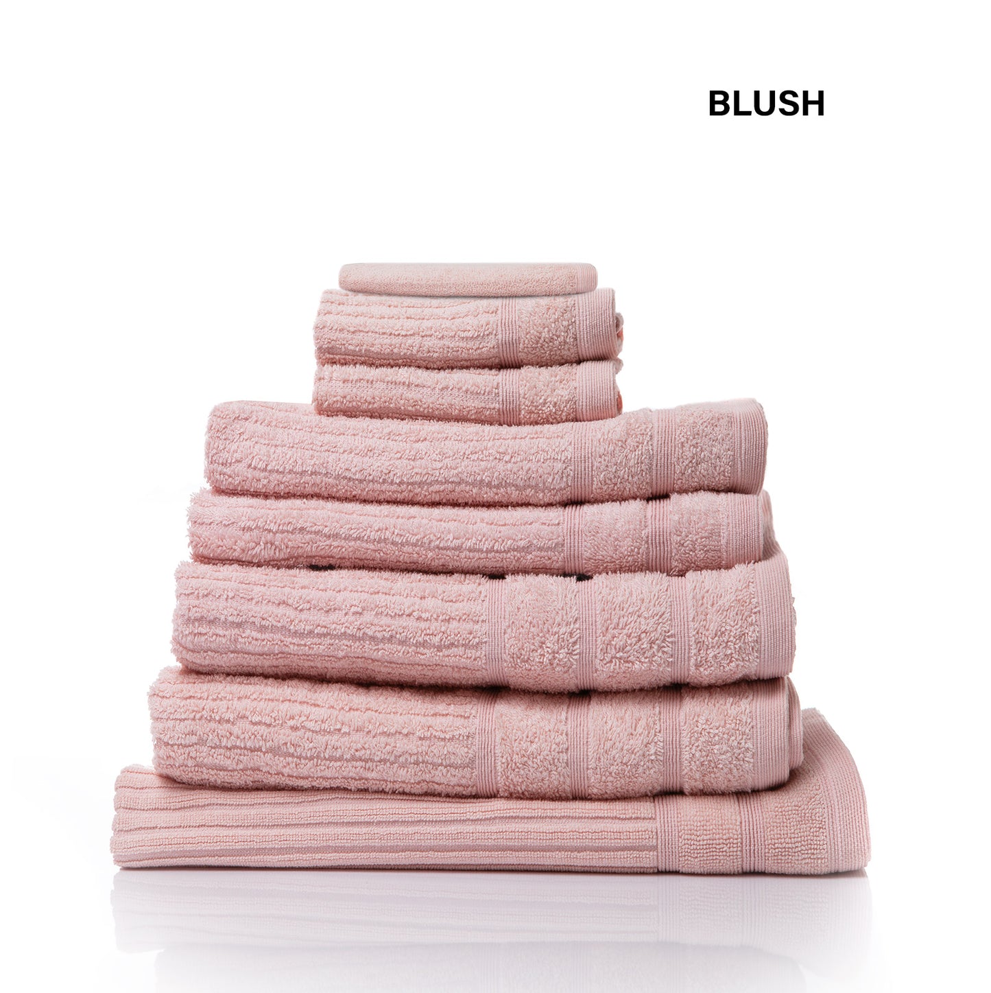 Blush Egyptian Cotton 8 Piece Luxury Bath Towels Set by Royal Comfort, 600GSM, elegant bathroom towels.