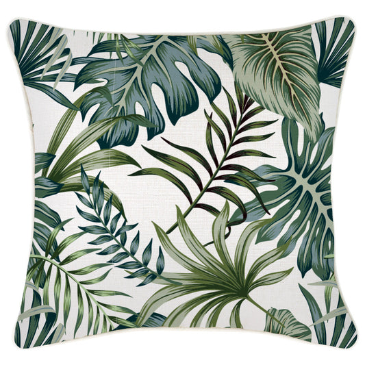 Decorative cushion cover featuring tropical leaf prints, perfect for enhancing indoor or outdoor spaces.