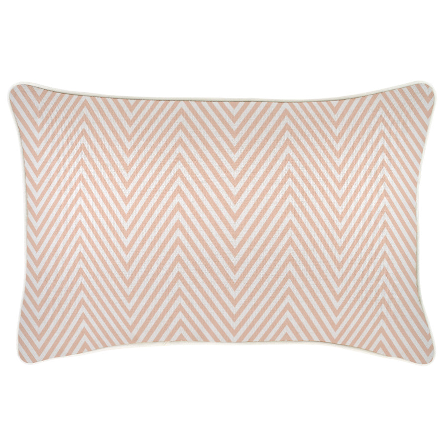 Decorative zig zag blush cushion cover, 35cm x 50cm, perfect for adding style to couch or sofa. Water repellent fabric.