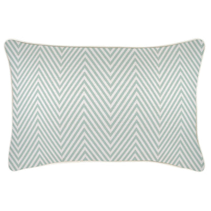 Decorative cushion cover with pale mint zigzag pattern, perfect for couch or sofa cushion covers, 35cm x 50cm.