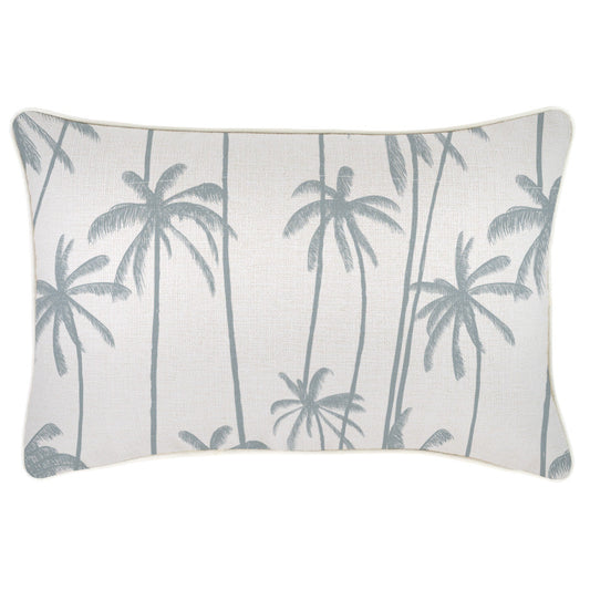 Cushion cover with tall palm tree print in smoke color, perfect for indoor and outdoor use, 35cm x 50cm.