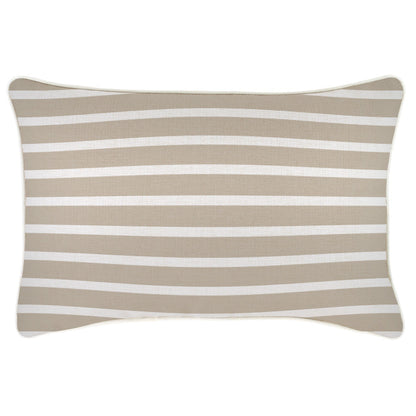 Decorative cushion cover in beige and white Hampton stripe design, 35cm x 50cm, ideal for indoor or outdoor use.