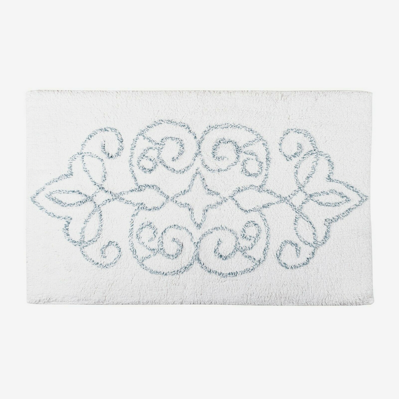 Cotton medallion tufted bath mat with jacquard design, perfect for adding style to any bathroom. Ideal non-slip bathroom mats.