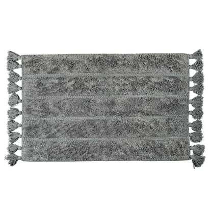 Cotton Fringe Tufted Non-Slip Bathmat Charcoal - Grey