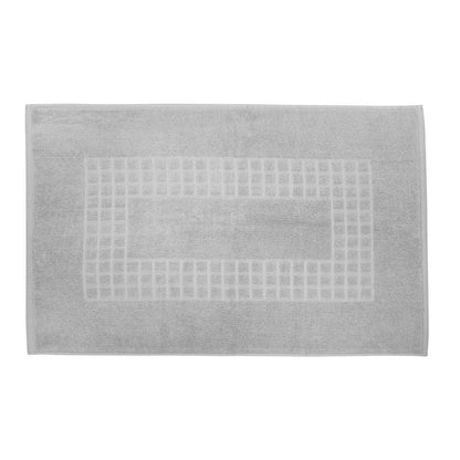 Soft grey microfiber bath mat with check design, perfect for any bathroom, ensuring comfort and safety with non-slip backing.