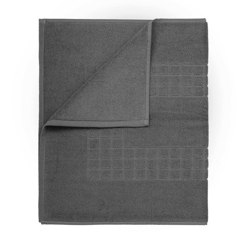 Soft anthracite microfiber bath mat with check design for ultimate comfort in bathroom decor.