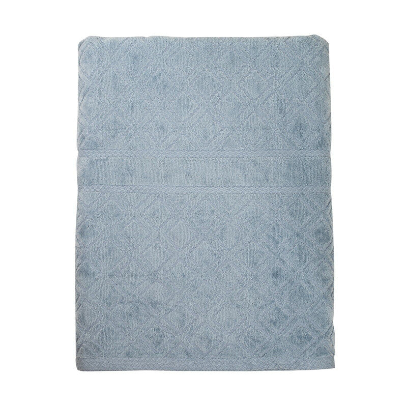 Premium Velour Diamond Design Jacquard Bath Towel in Blue, luxurious and absorbent towel set for elegant bathroom style.