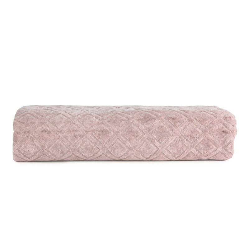 Premium Pink Velour Diamond Jacquard Bath Towel, Soft and Absorbent Bathroom Towel Set