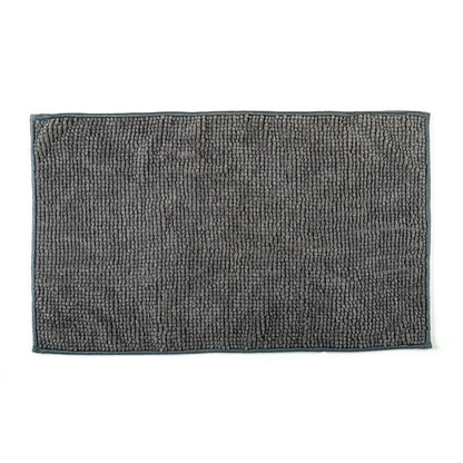 Dark grey microfiber bath mat with soft pile design, perfect for non-slip bathroom safety and quick drying.