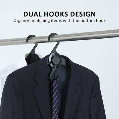 Dual hooks design for coathangers to organize matching items, perfect for suits and ties in your closet.