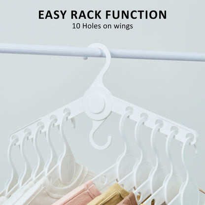 Close-up of the 50X Plus Hanger showcasing 10 holes for easy clothes organization and storage.