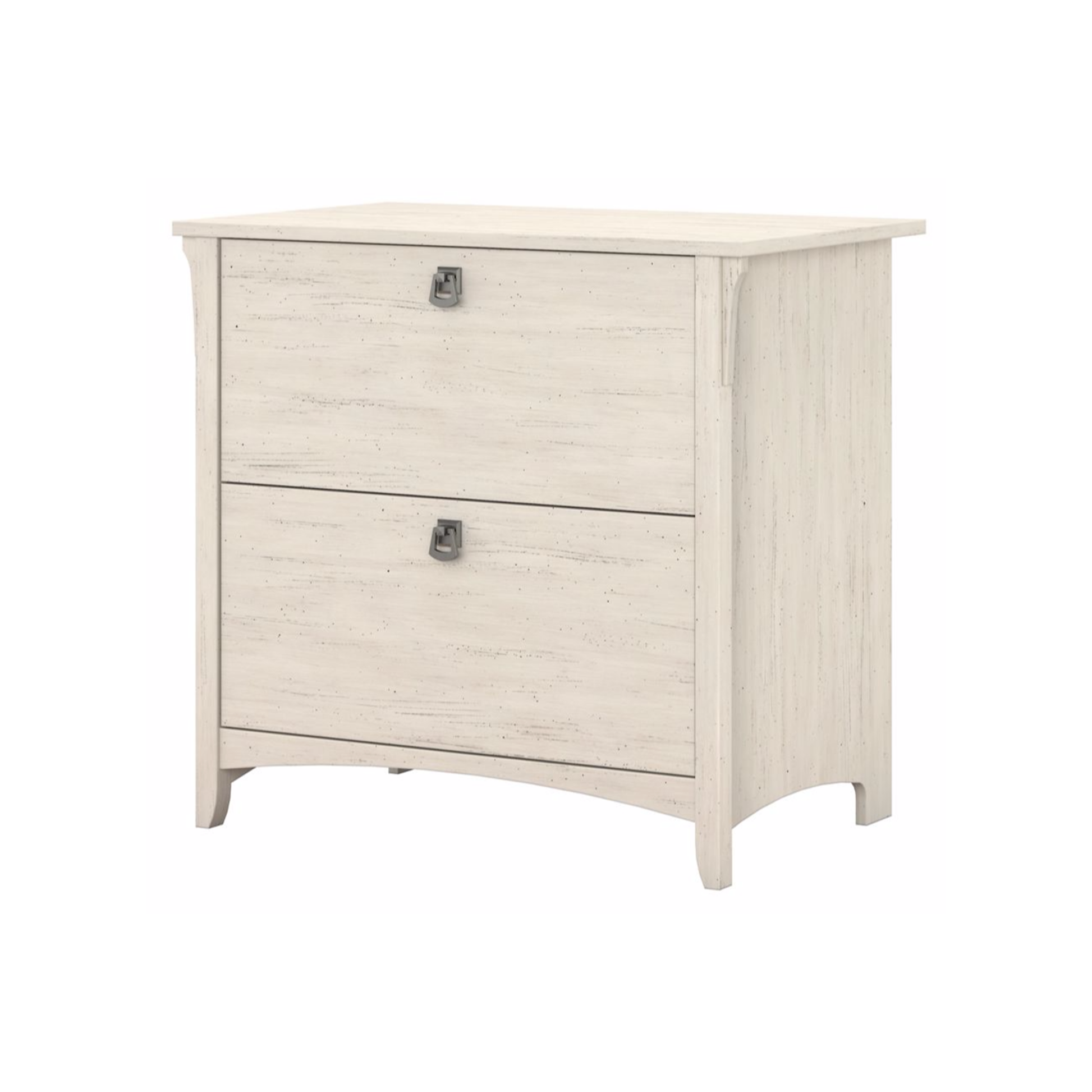 Salinas Filing Cabinet in Antique White with two lateral file drawers, perfect for office storage and organization.