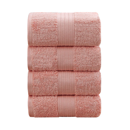 Coral Linenland 4 Piece Cotton Bath Towels Set, OEKO-TEX Certified, Highly Absorbent and Fast Drying, 100% Ring Spun Cotton.