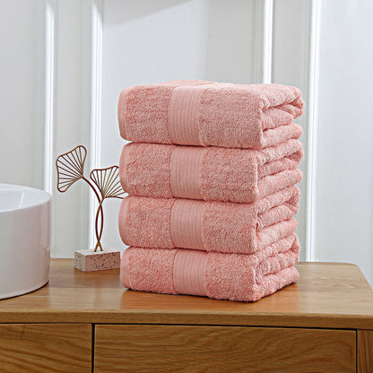 Linenland Coral Cotton Bath Towels Set - 4 Piece, OEKOTEX Certified, 100% Ring Spun Cotton, Highly Absorbent and Fast Drying