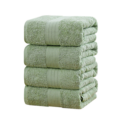 Sage green bath towel set made from 100% cotton, highly absorbent and OEKO-TEX certified, perfect for bathrooms.