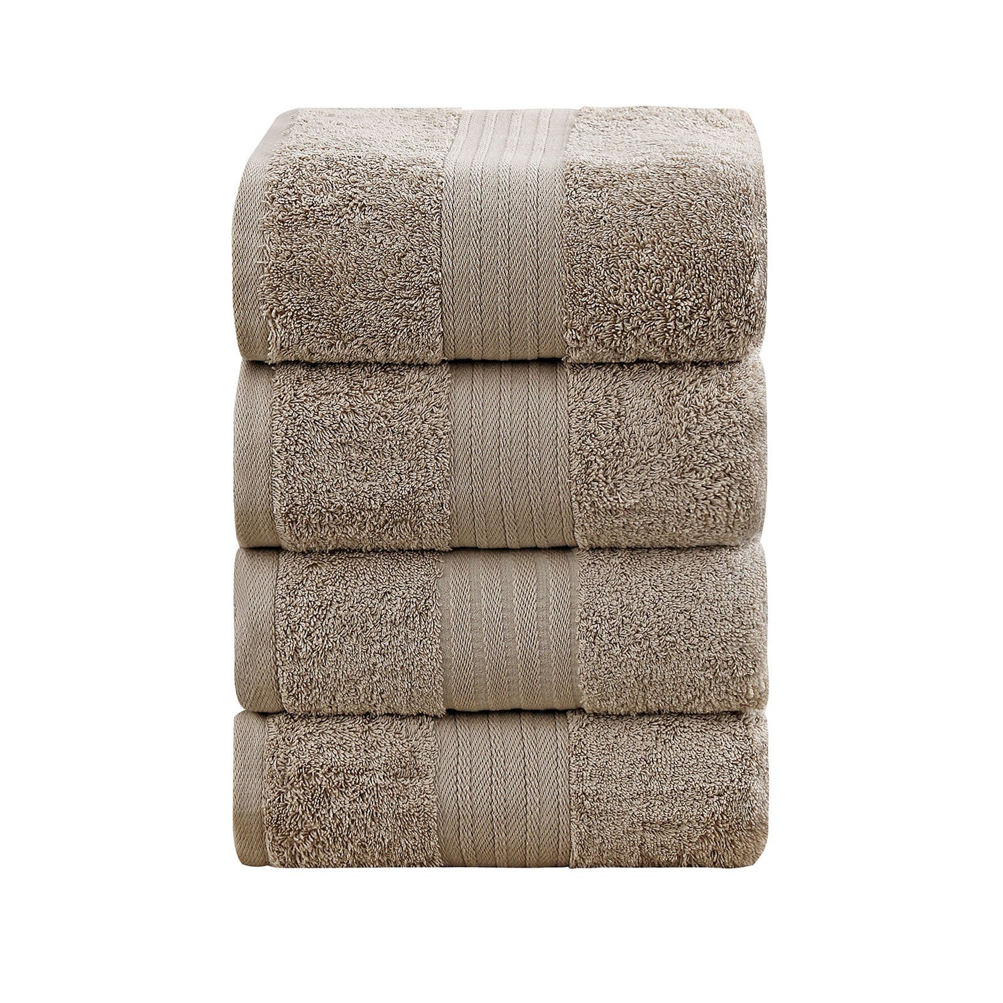 Sandstone bath towel set, 4-piece, 100% cotton, OEKOTEX certified, absorbent, fast-drying bathroom towels.