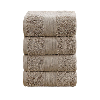 Sandstone bath towel set, 4-piece, 100% cotton, OEKOTEX certified, absorbent, fast-drying bathroom towels.