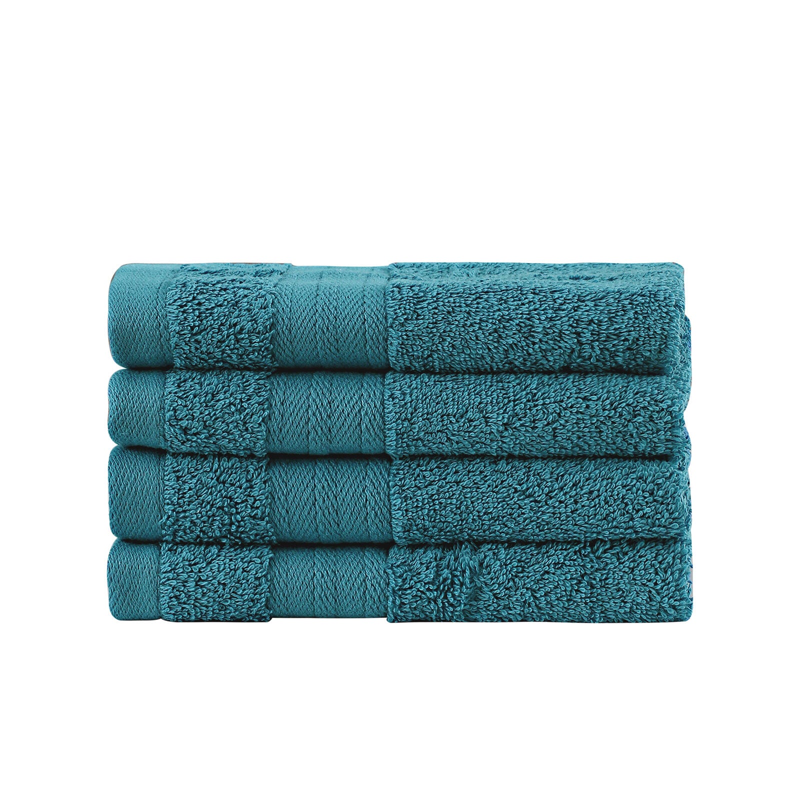 Blue linen washcloths, 4 piece, 100% cotton, OEKO-TEX certified, ultra absorbent, fast drying, perfect for bathroom use.