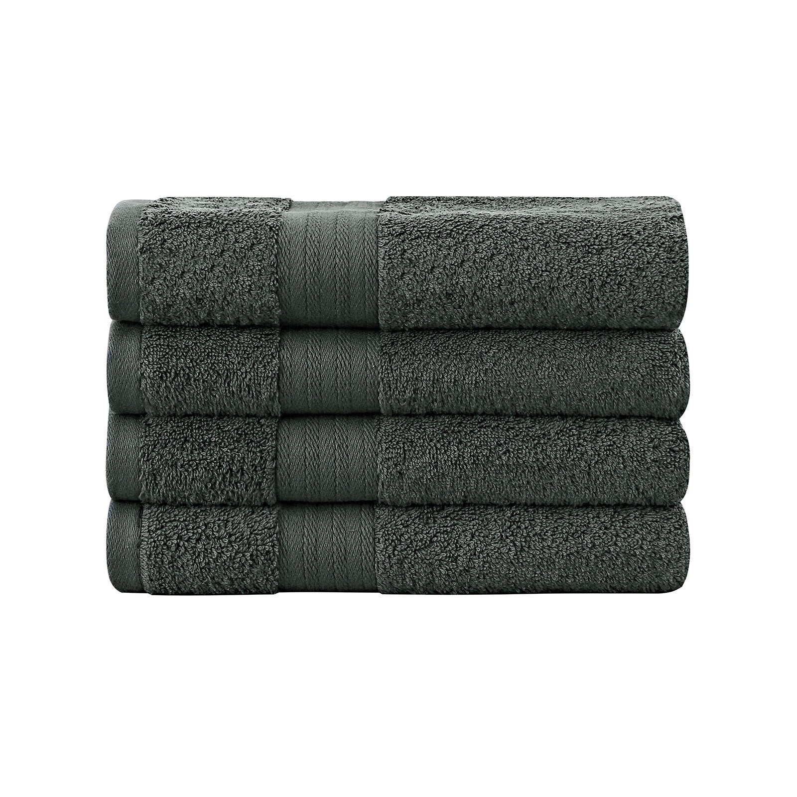 Charcoal Linenland Hand Towel Set - 4 Piece Cotton Hand Towels, OEKOTEX Certified, Highly Absorbent and Fast Drying, 550GSM Bathroom Towels