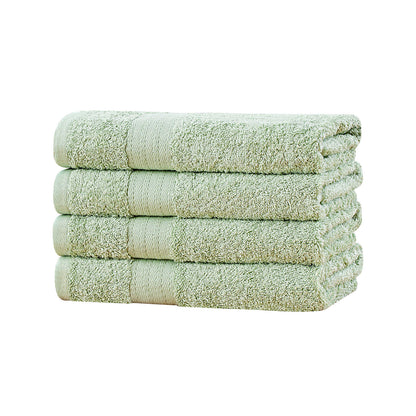 Sage green cotton hand towels set, 4-piece, OEKO-TEX certified, highly absorbent and fast drying bath towel set.