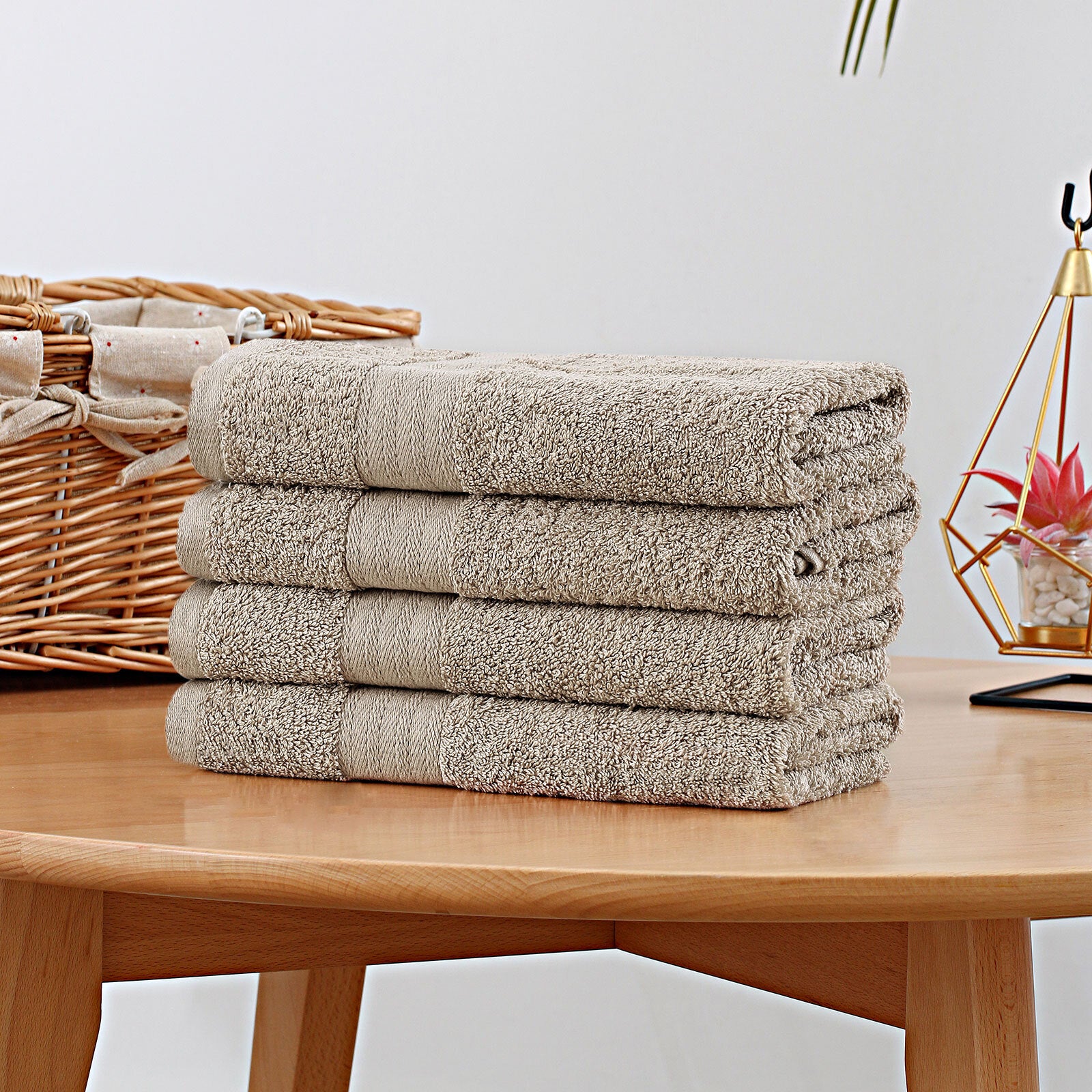 Sandstone Linenland hand towel set, 100% cotton, OEKOTEX certified, highly absorbent, fast drying bathroom towels.