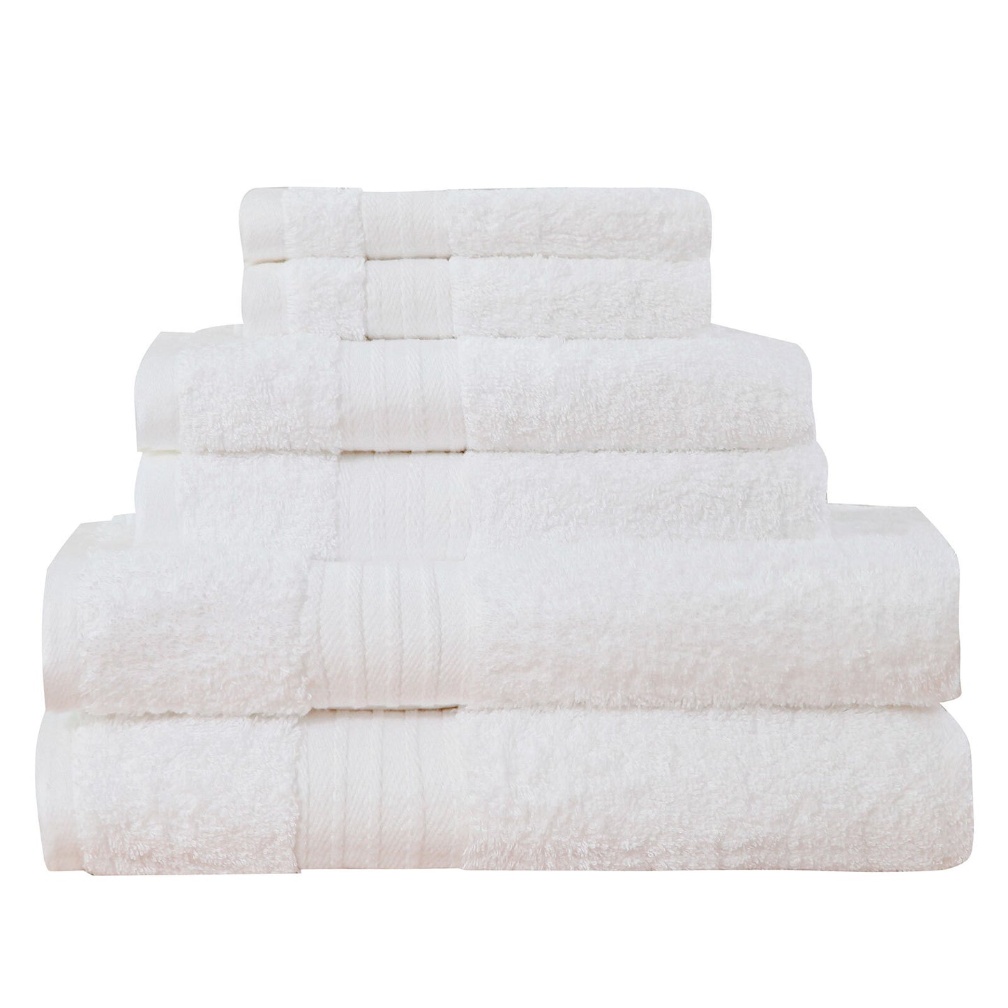 Luxury 6 Piece White Cotton Bath Towel Set - Absorbent 550GSM Bathroom Towels