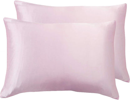 Luxury pink pillowcase 2 pack made of 100% pure Mulberry silk for a smooth, frizz-reducing sleep experience.