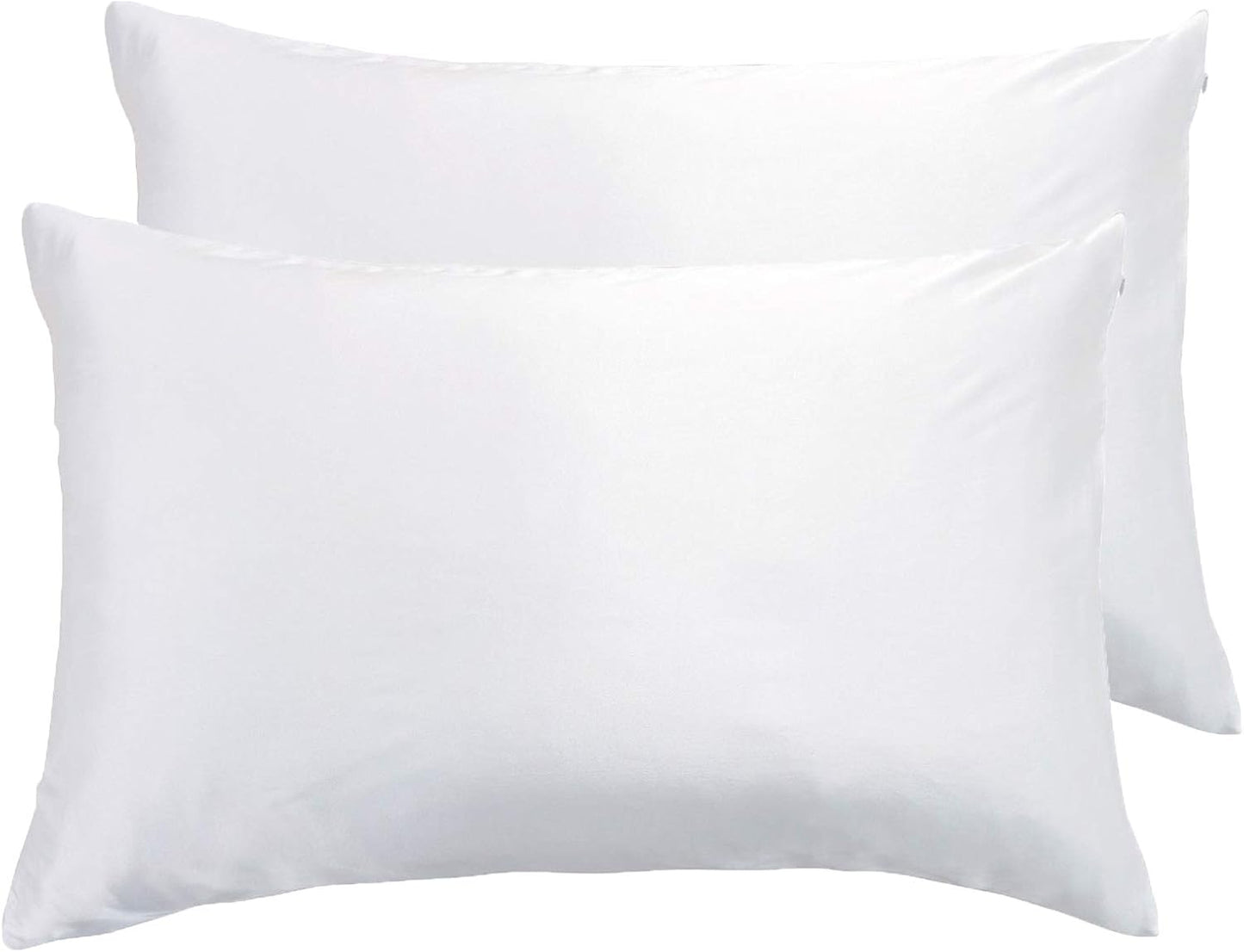 Luxury pillowcase 2 pack made of 100% pure mulberry silk in white, designed for comfort and smooth sleep.