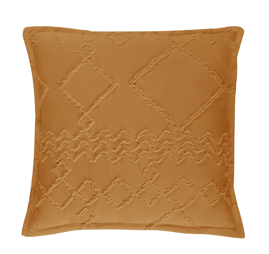 Tufted microfiber cushion cover in caramel, 45x45cm, soft and machine washable, perfect for couch or sofa decor.