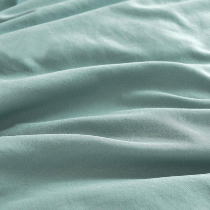 Luxurious seafoam microfibre fabric showcasing the soft texture of vintage washed pillowcases.