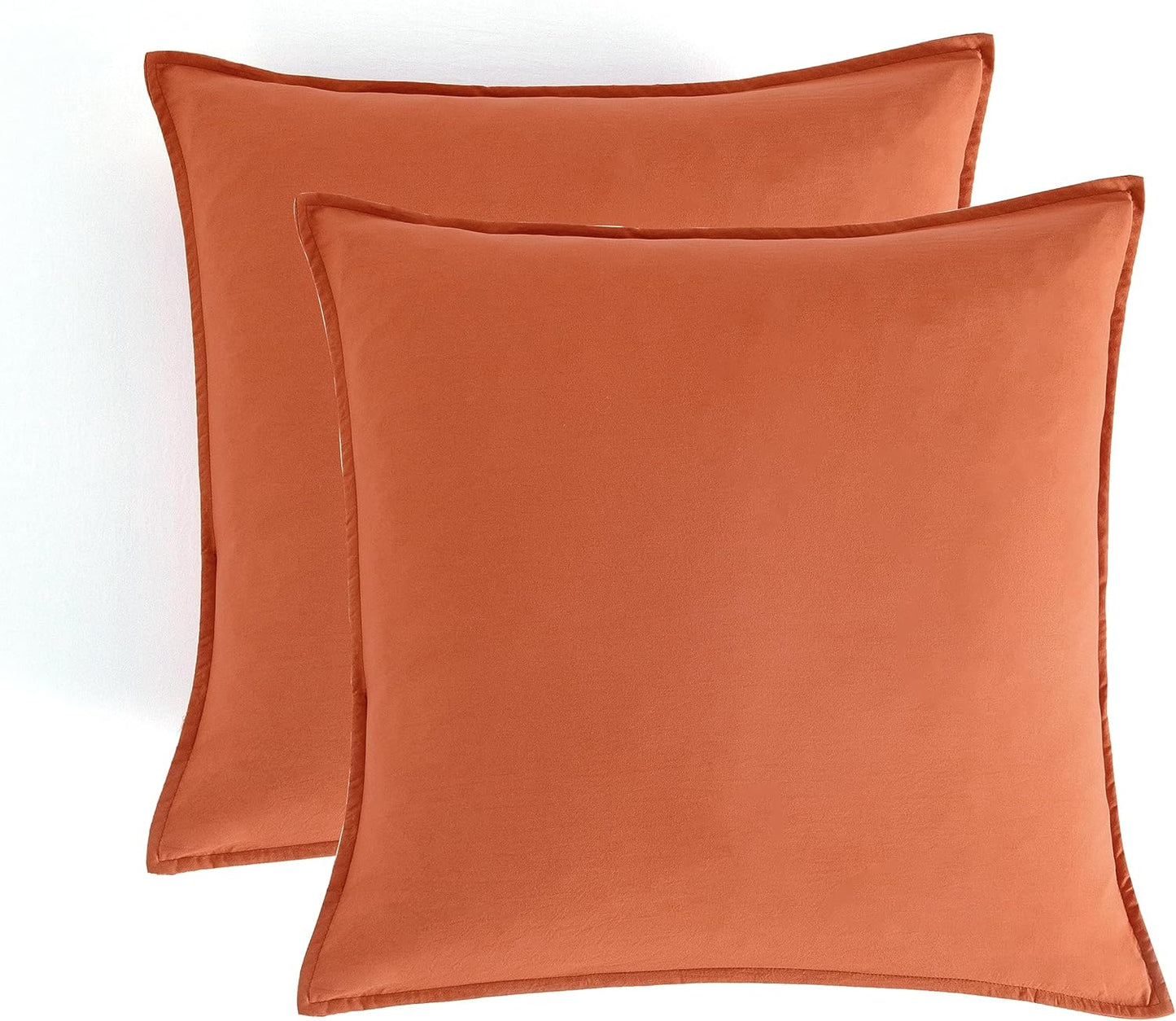 Set of 2 luxurious terracotta vintage washed microfibre European pillowcases for stylish bedding upgrade.