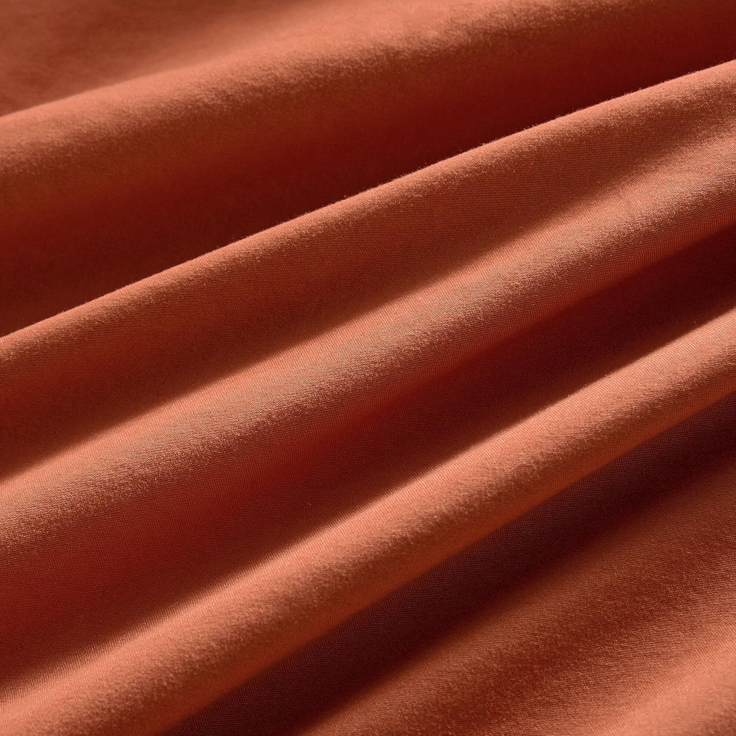 Luxurious terracotta microfibre texture, perfect for vintage European pillowcases and bedding decor.