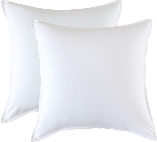 Vintage washed microfibre white pillowcases set of 2, perfect for luxurious European-style bedding.