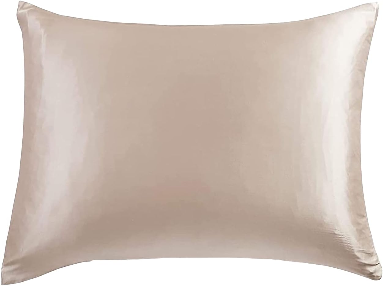 Luxury champagne pillowcase made from 100% pure Mulberry silk, offering a smooth and breathable sleep surface.