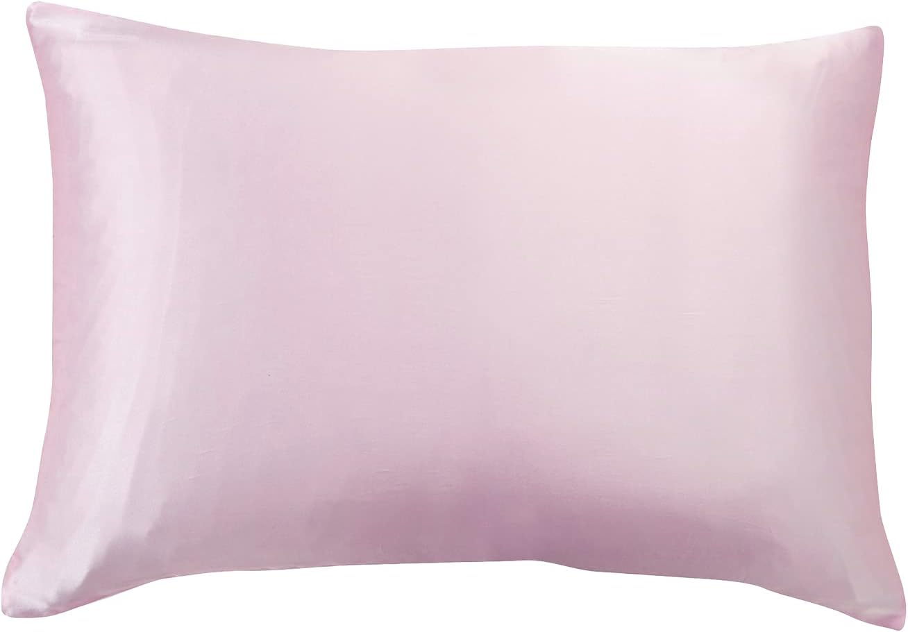 Luxury pink pillowcase made of 100% pure Mulberry silk for a smooth and comfortable sleep experience.