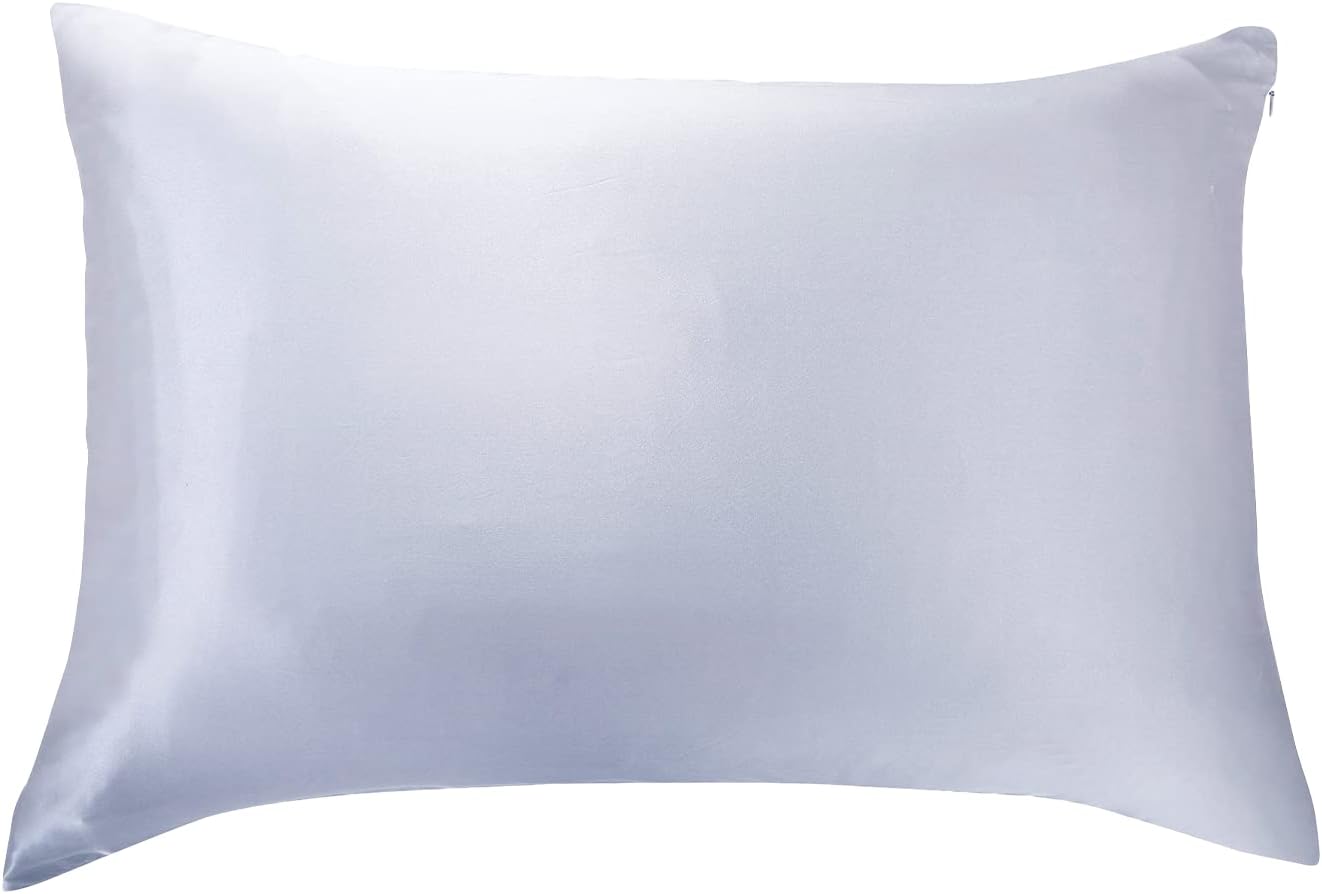 Luxury pillowcase in silver, made from 100% pure mulberry silk for ultimate comfort and beauty sleep.