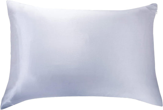 Luxury pillowcase in silver, made from 100% pure mulberry silk for ultimate comfort and beauty sleep.